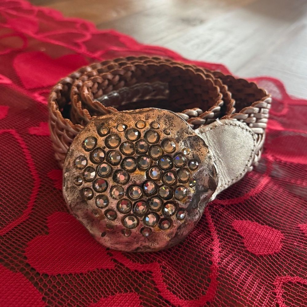 Rhinestone and Woven Belt